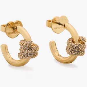 New Kate Spade Small Pavé Knot Hoop Earrings, 0.62
